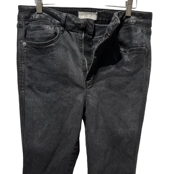 WE The Free Womens Black High Rise Coated Shimmer Denim Skinny Jeans 32 - Picture 8 of 13